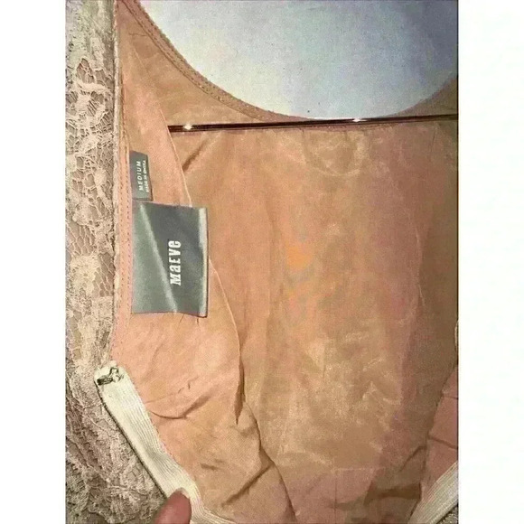 Anthropologie Maeve Katrine Lace Shimmer Peplum Top Blush/Ivory Cream Medium - Picture 6 of 7